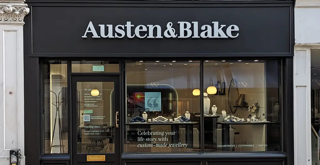 Austen & Blake storefront showcasing welcoming interiors and expert assistance